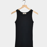 Rib Knit Tank Top, Black