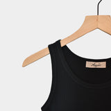 Rib Knit Tank Top, Black