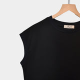 Sleeveless Cotton Knit Pullover, Black
