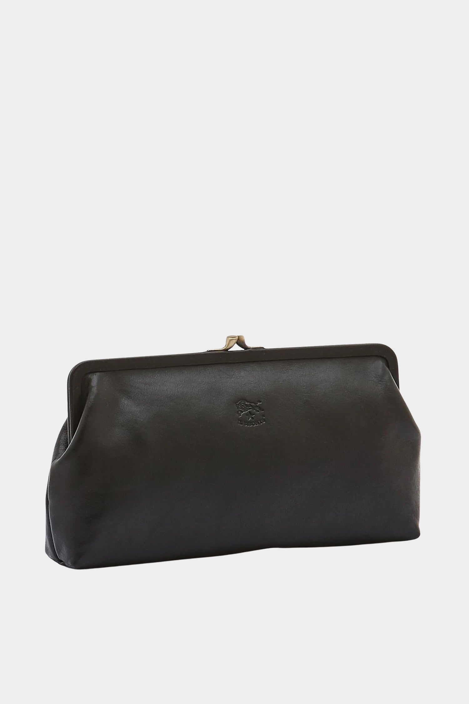 IL BISONTE Manuela leather clutch black angled view