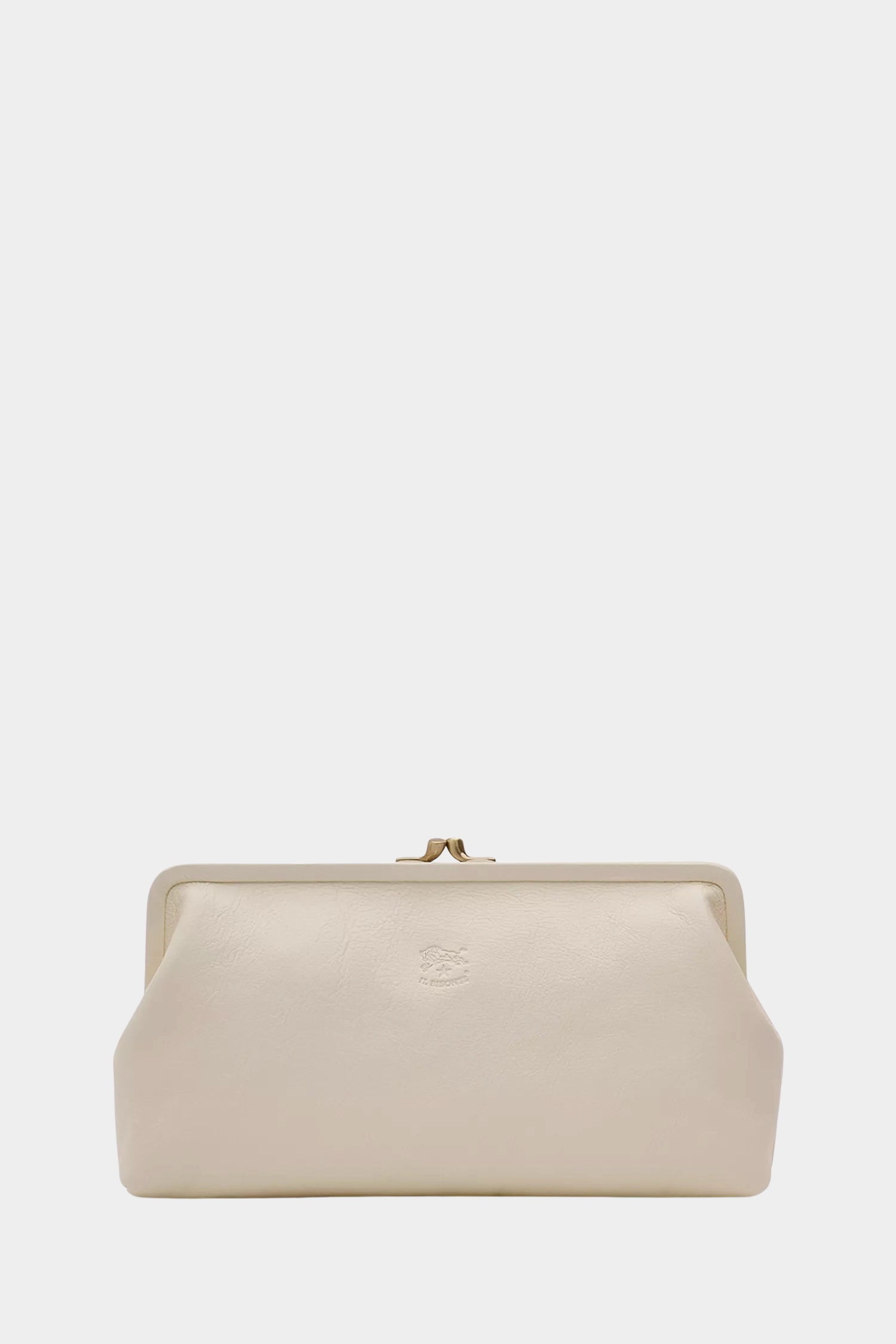 IL BISONTE Manuela leather clutch milk front view