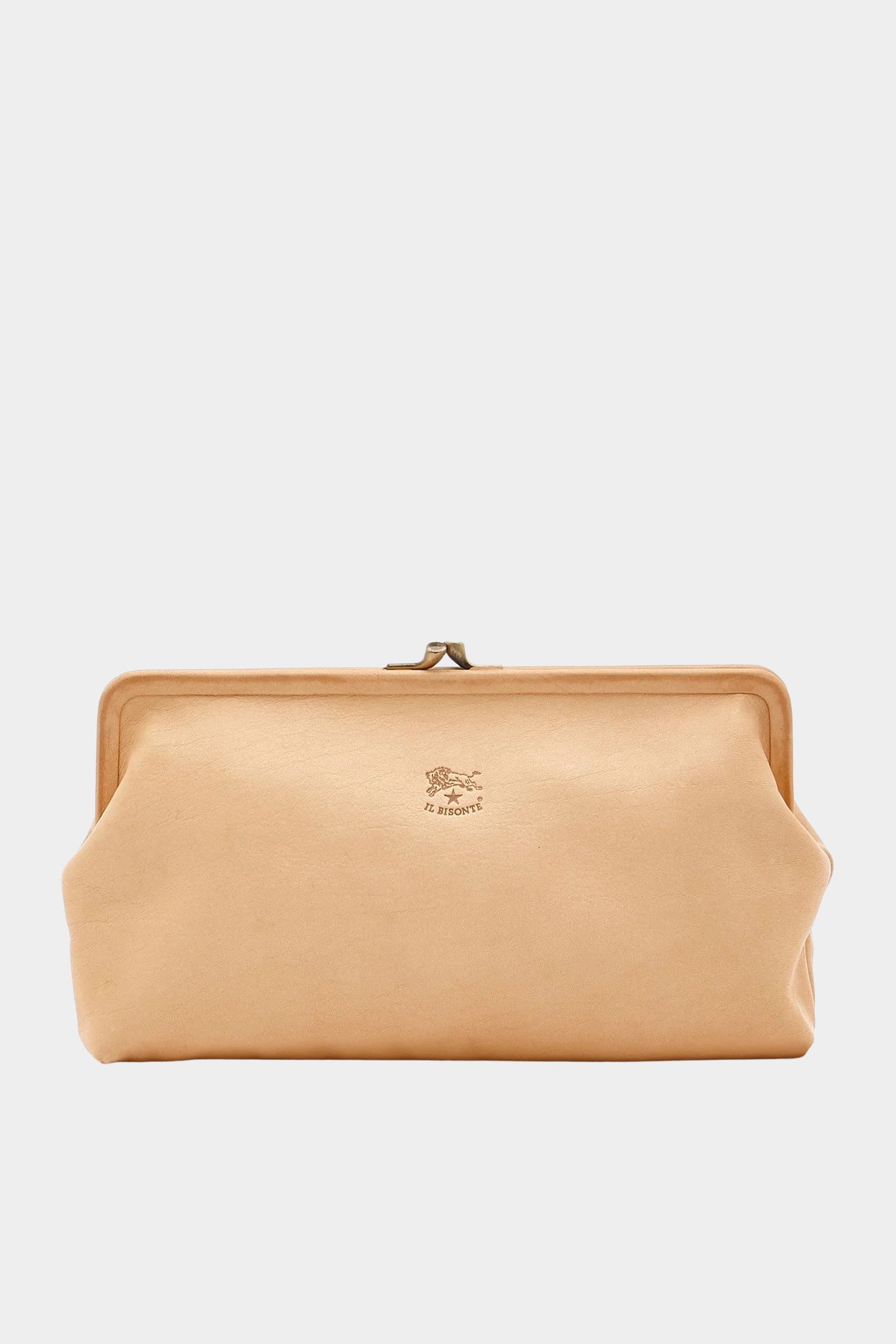 IL BISONTE Manuela leather clutch natural front view