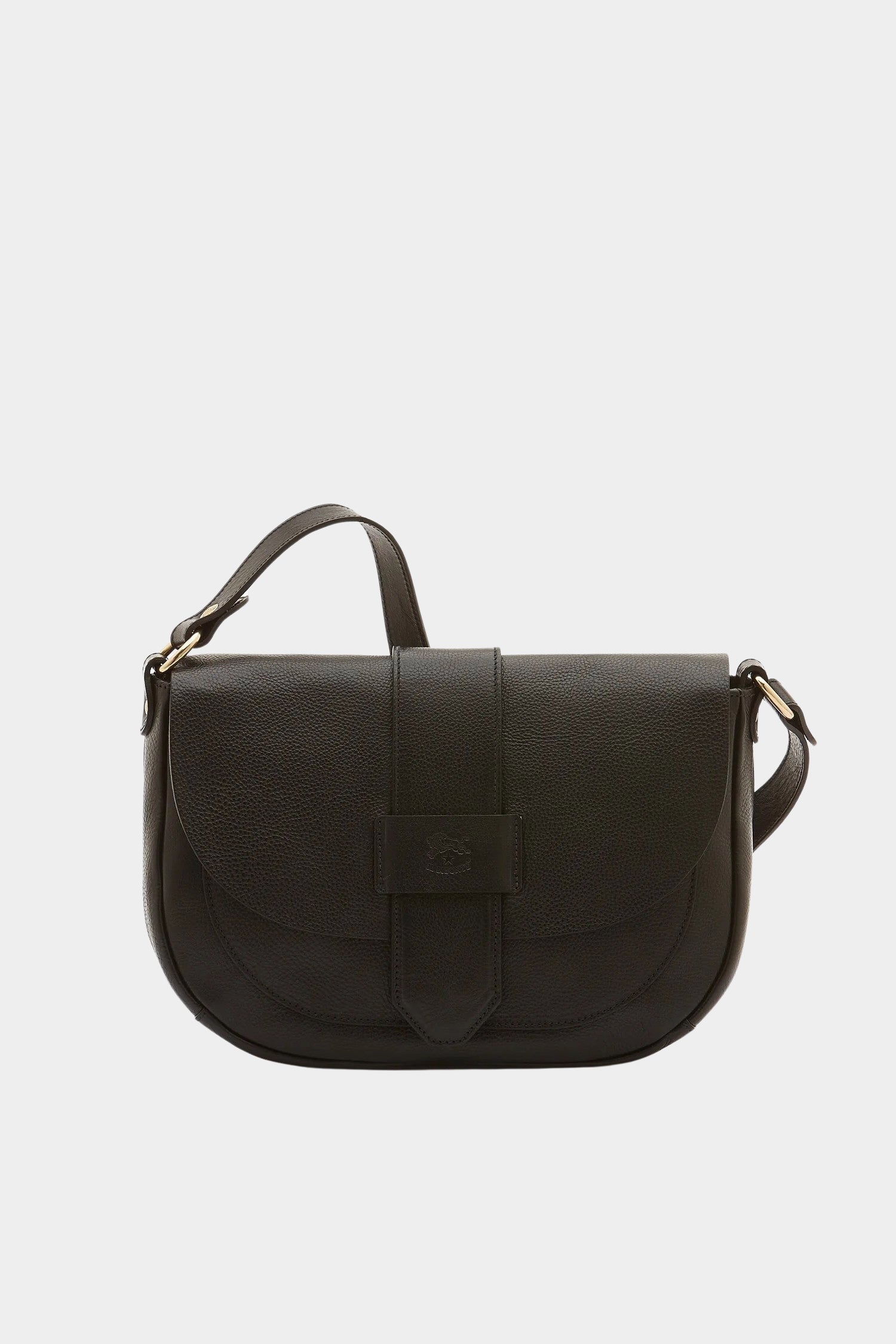 IL BISONTE structured leather crossbody bag black front view