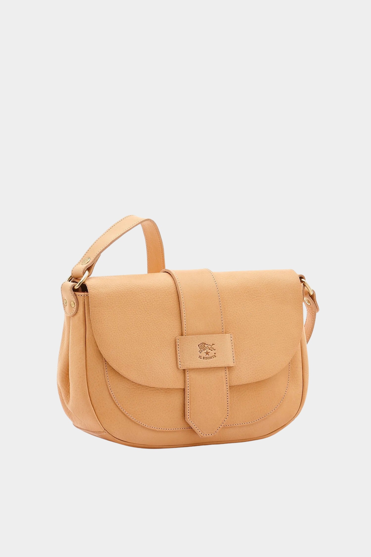 IL BISONTE structured leather crossbody bag natural front view