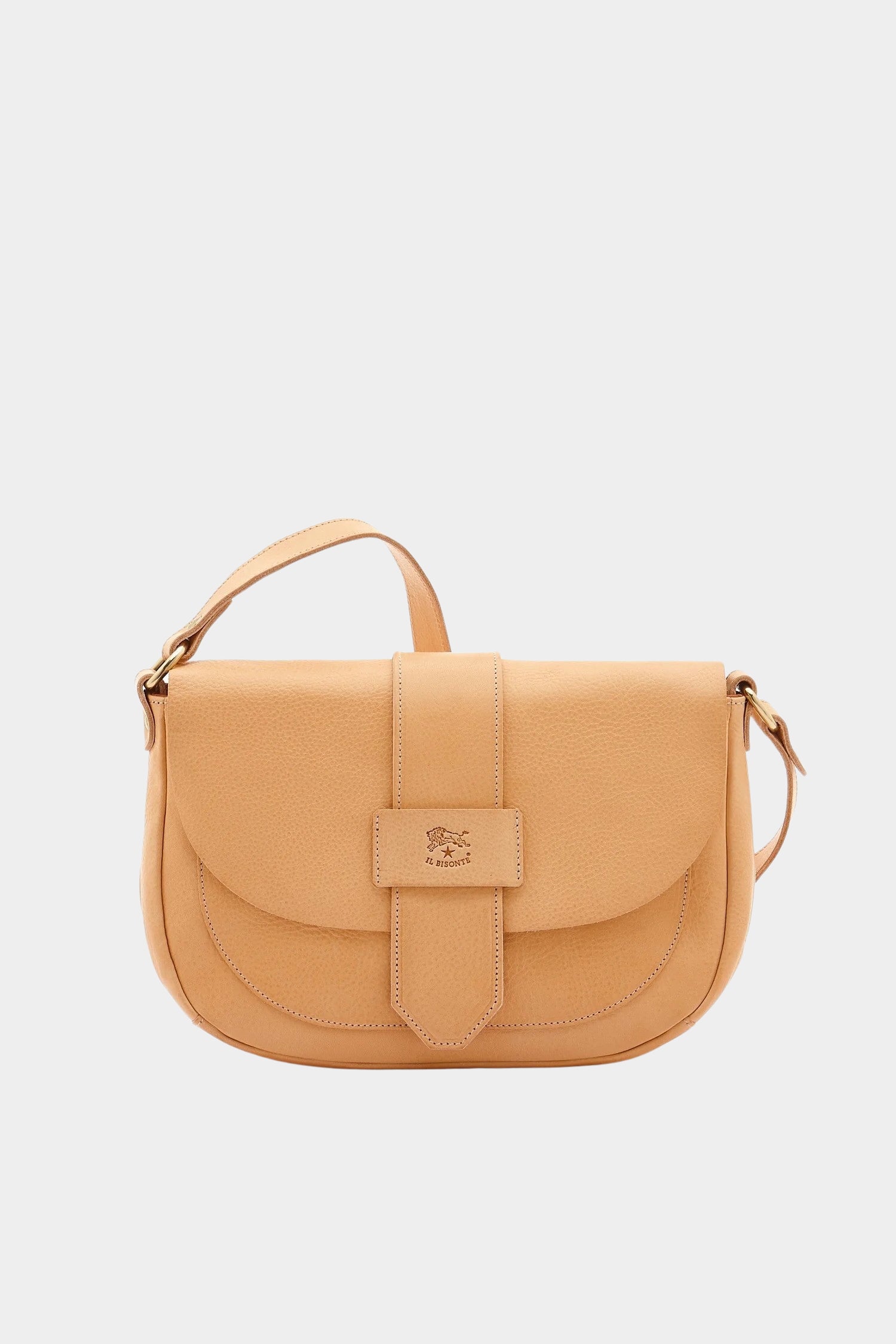 IL BISONTE natural leather crossbody bag flap closure detail