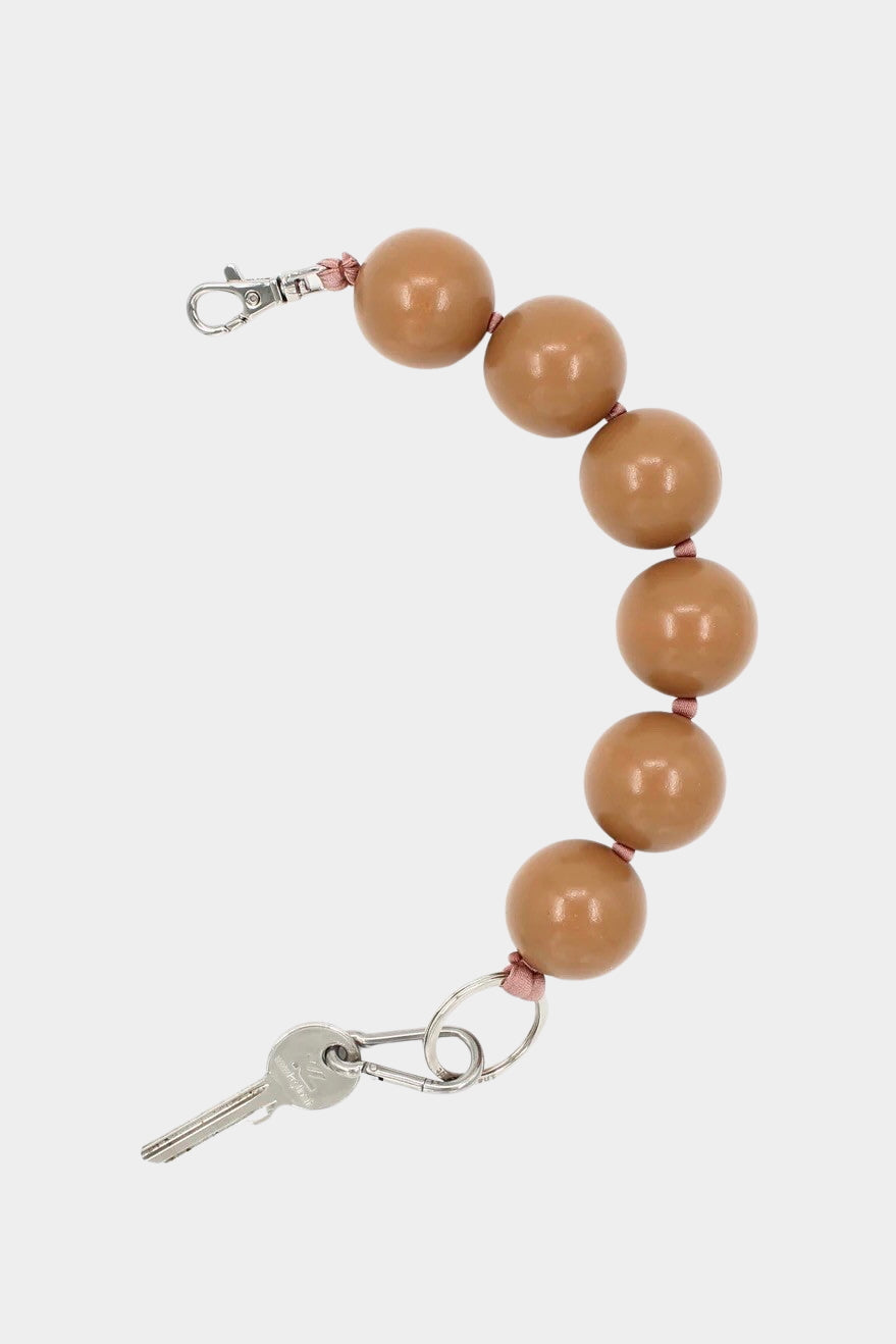 Ina Seifart XL Keychain Mocha oversized wooden beaded keychain with metal clasp