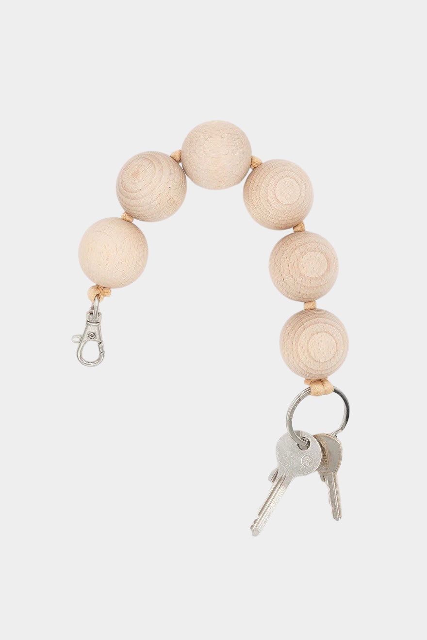 Ina Seifart XL Keychain Natural oversized wooden beaded keychain with metal clasp