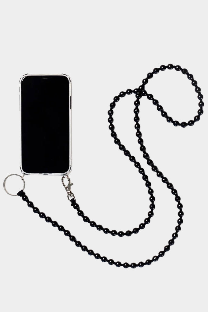 Ina Seifart Handykette Phone Necklace Black wooden beaded crossbody phone strap