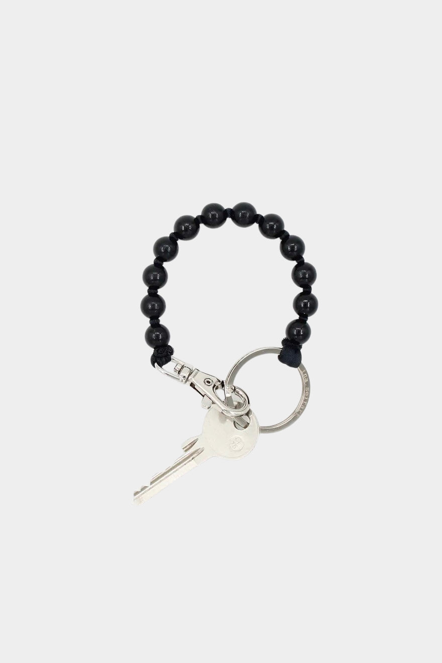 Ina Seifart Perlen Short Keychain Black wooden beaded keychain with metal clasp