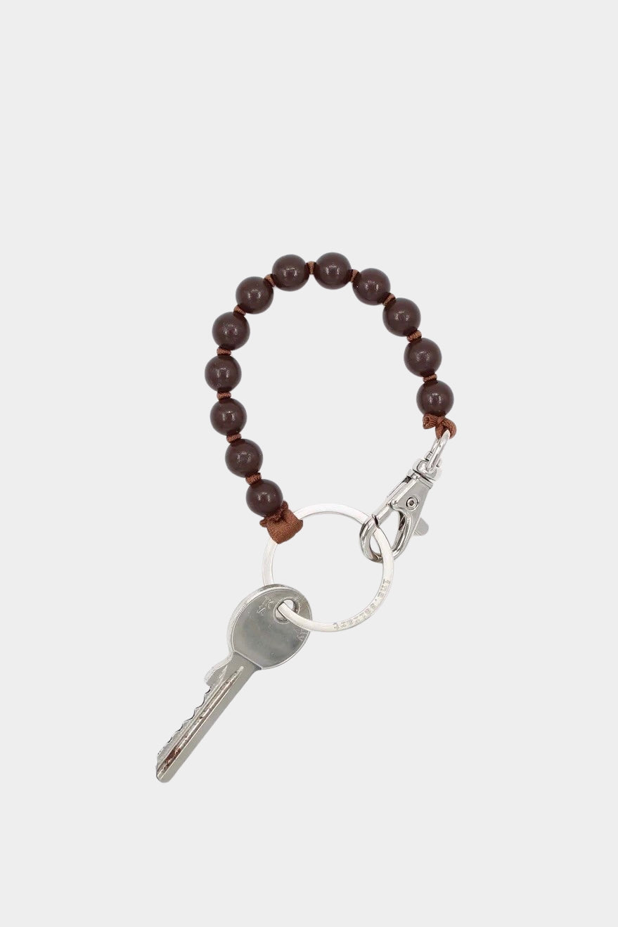Ina Seifart Perlen Short Keychain Brown wooden beaded keychain with metal clasp