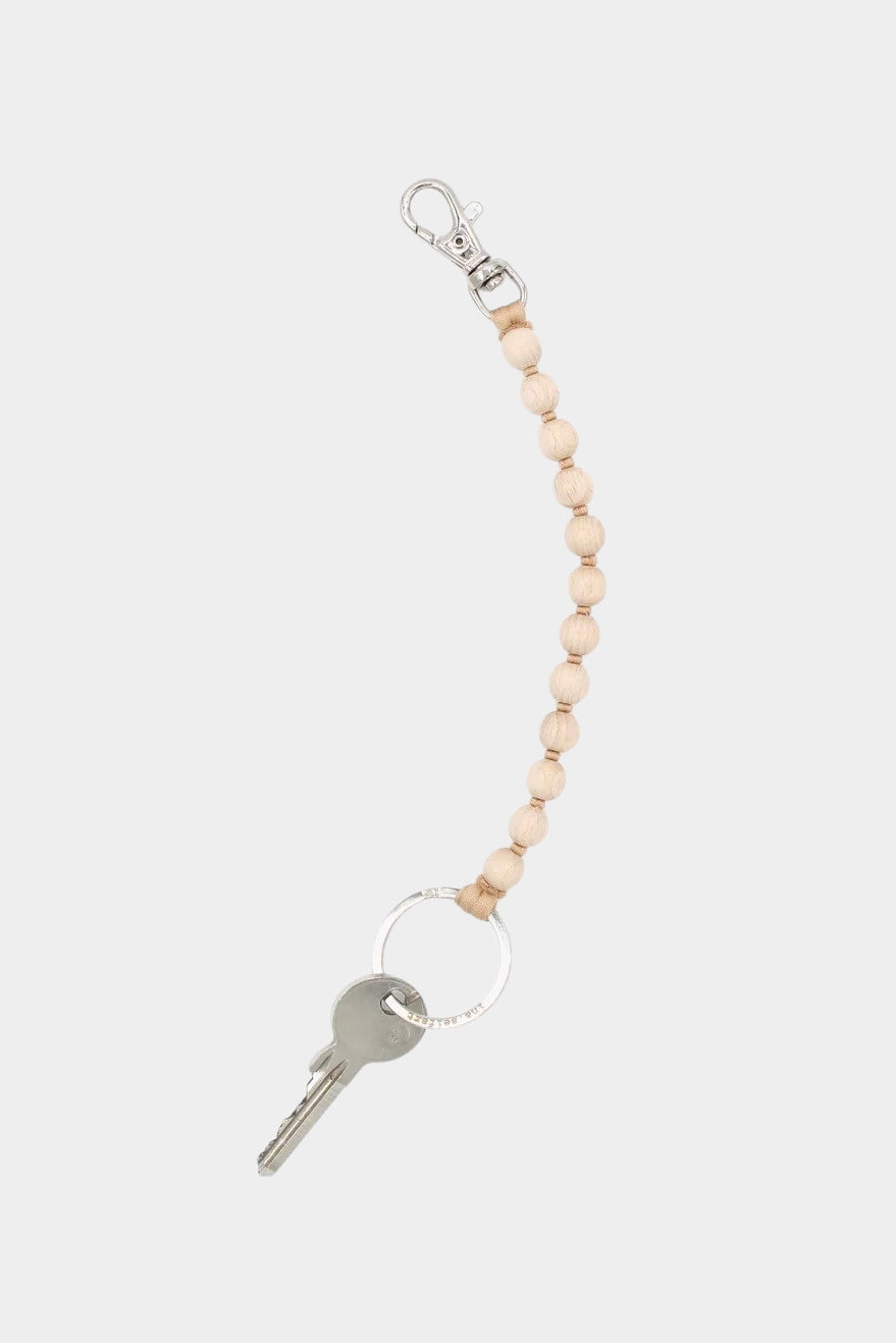 Ina Seifart Perlen Short Keychain Natural wooden beaded keychain with metal clasp