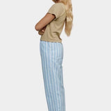 Jungmaven seaside pant light blue white stripe side profile wide leg cropped