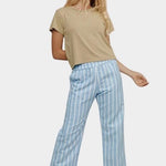 Jungmaven seaside pant light blue white stripe outfit front wide leg cropped