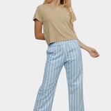 Jungmaven seaside pant light blue white stripe outfit front wide leg cropped