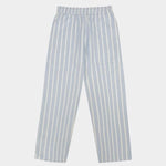 Jungmaven seaside pant light blue white stripe flat lay elastic waist front