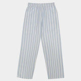 Jungmaven seaside pant light blue white stripe flat lay elastic waist front