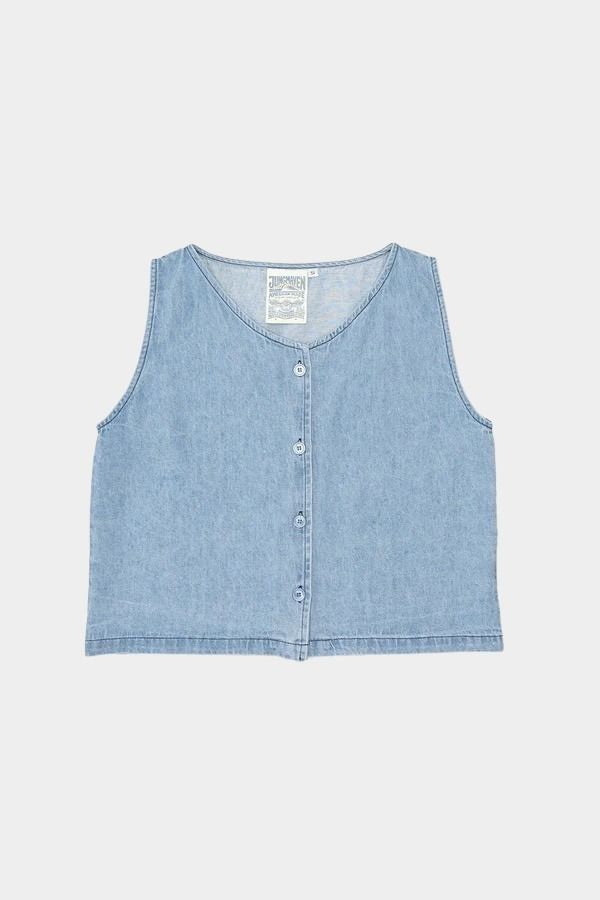 Jungmaven Skyline Summer Denim Vest Light front button tank top