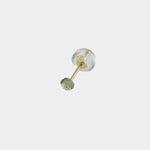 Gold gemstone stud earring with secure post backing and polished finish.