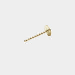 Small gold disc stud earring with flat circular face and post backing.