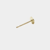 Small gold disc stud earring with flat circular face and post backing.