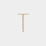 14K gold T-bar stud earring with minimalist modern design.