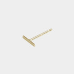 14K gold T-bar stud earring with polished finish and post backing.