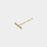14K gold T-bar stud earring with polished finish and post backing.