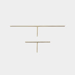 14K gold bar stud earrings with polished finish and post backing.