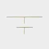 14K gold bar stud earrings with polished finish and post backing.
