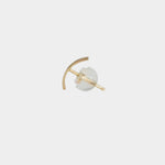 14K gold curved bar stud earring with secure post backing.