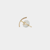 14K gold curved bar stud earring with secure post backing.