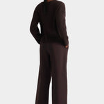 Back view of the Sable Field Cardigan showing the rib knit and relaxed shoulders