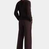 Back view of the Sable Field Cardigan showing the rib knit and relaxed shoulders