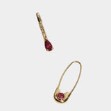 Loren Stewart ruby safety pin earrings in 14k yellow gold at YUCCA Denver