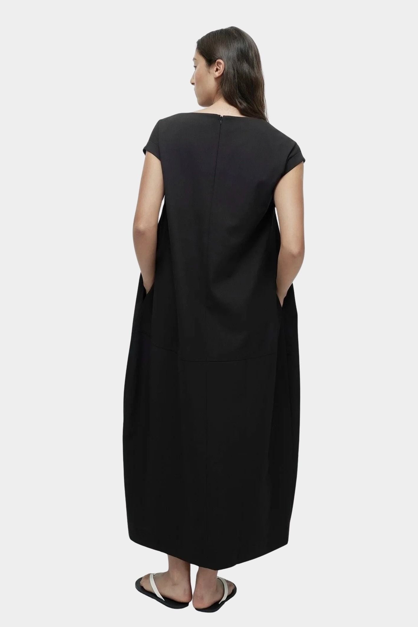 Mijeong Park balloon maxi dress black back view relaxed fit balloon silhouette