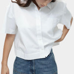Mijeong Park blue barrel leg patch pocket denim waist detail mid rise barrel jeans with front patch pockets