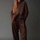 Cropped Barrel Leg Pants, Brown
