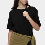 Mijeong Park oversized black cotton t shirt minimalist crewneck tee relaxed short sleeve cotton jersey womens designer t shirt
