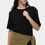 Mijeong Park oversized black cotton t shirt minimalist crewneck tee relaxed short sleeve cotton jersey womens designer t shirt
