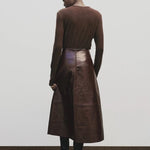 Brown slim fit wool Tencel crewneck sweater by Mijeong Park