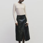 Ivory slim fit wool Tencel crewneck top by Mijeong Park