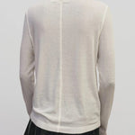 Ivory slim fit wool Tencel crewneck top by Mijeong Park