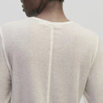 Ivory slim fit wool Tencel crewneck top by Mijeong Park