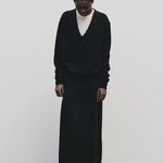 Ivory slim fit wool Tencel crewneck top by Mijeong Park