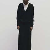 Ivory slim fit wool Tencel crewneck top by Mijeong Park