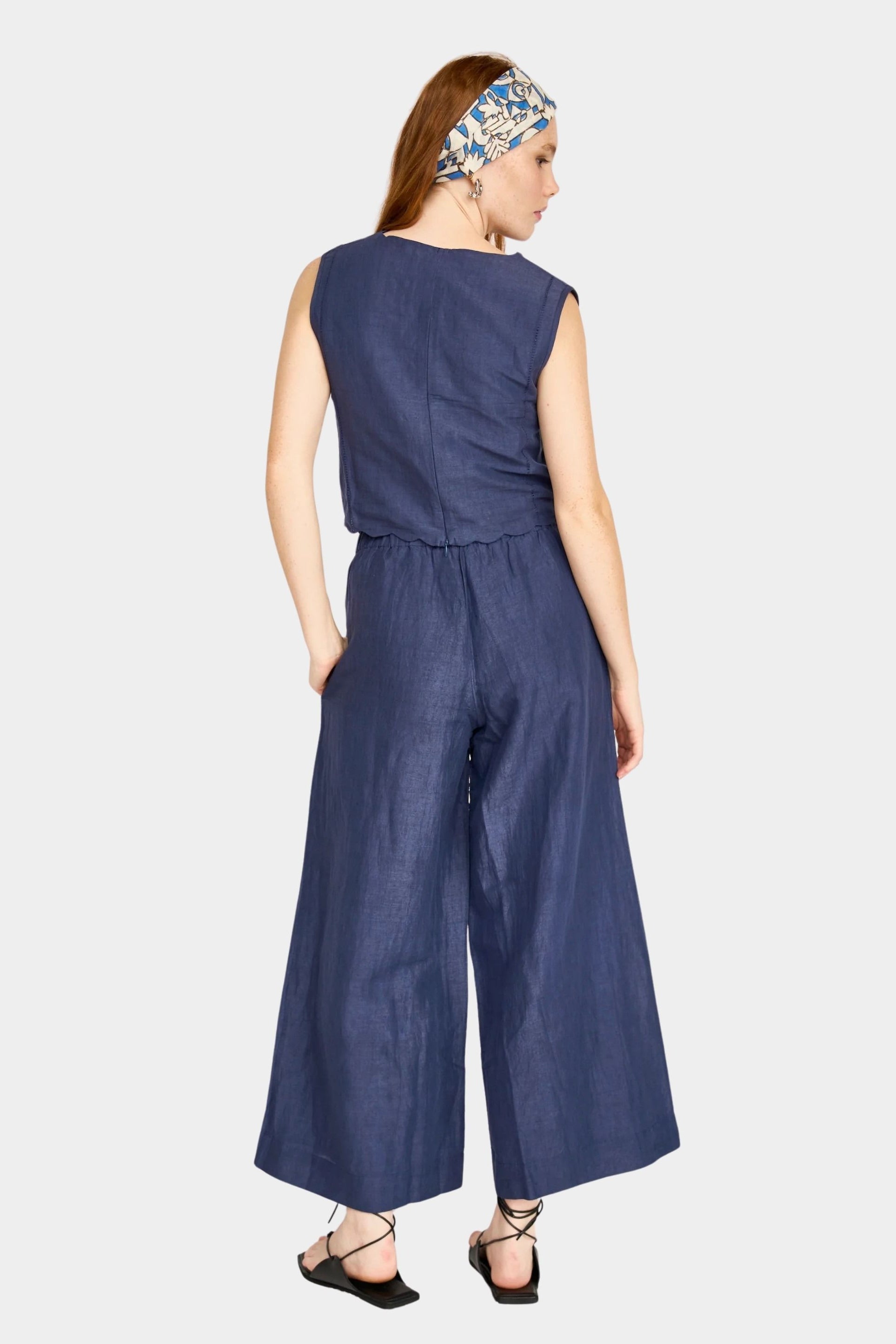 barcelona sunrise top blueberry styled outfit with matching pant shop yucca denver