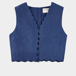 mirth blueberry sleeveless top ladder stitch detail scalloped hem shop yucca denver