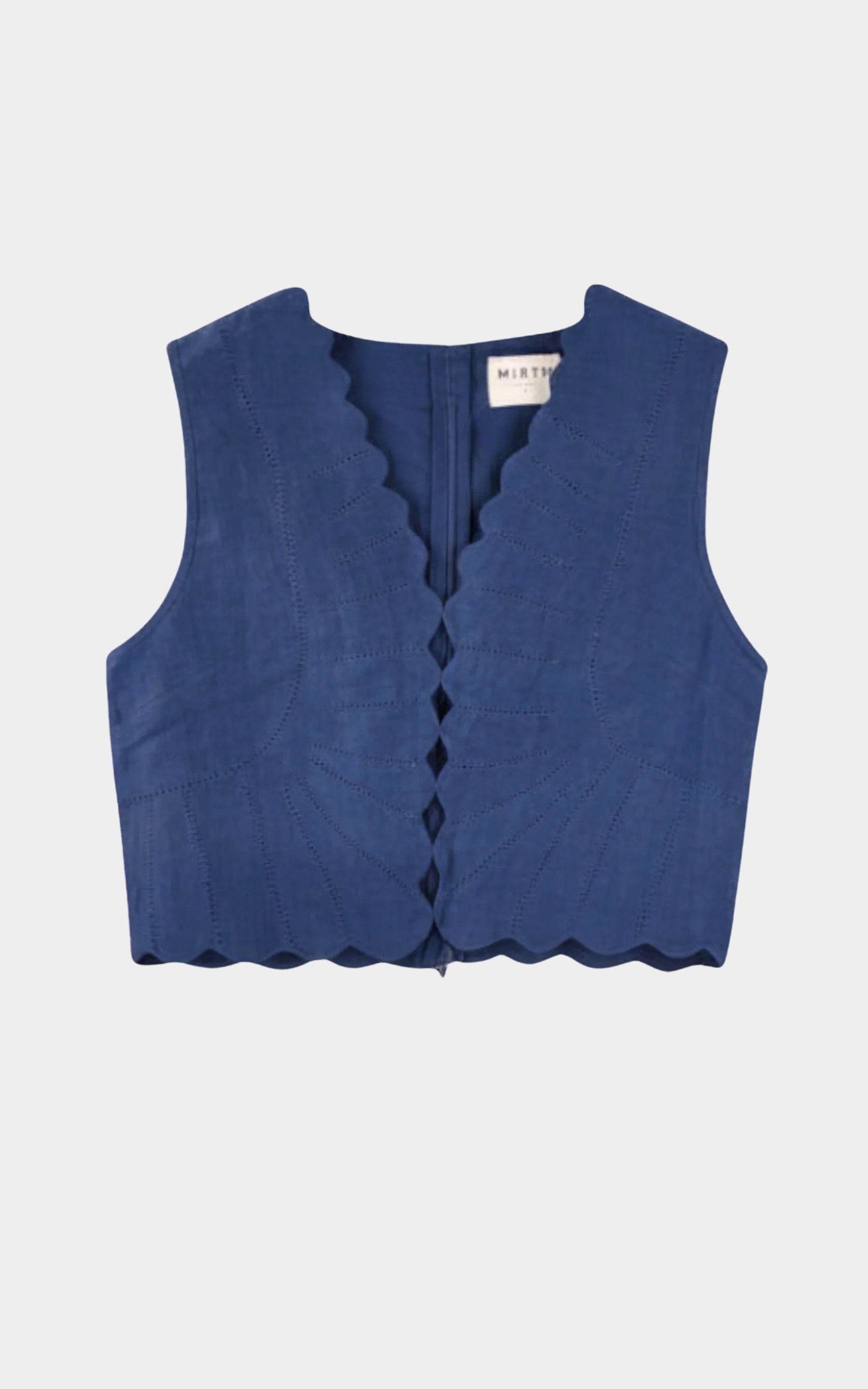 mirth blueberry sleeveless top ladder stitch detail scalloped hem shop yucca denver