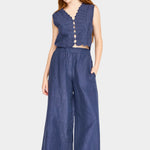 barcelona sunrise top blueberry front view cropped silhouette lightweight cotton shop yucca denver