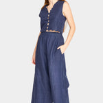 mirth blueberry cropped top styled with wide leg pants relaxed fit shop yucca denver